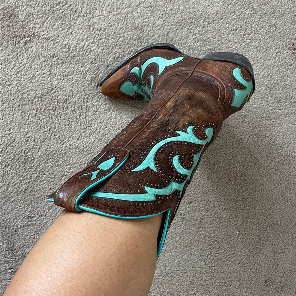 Old Gringo Brown and Turquoise Kailani Stud Boots - Picture 9 of 9